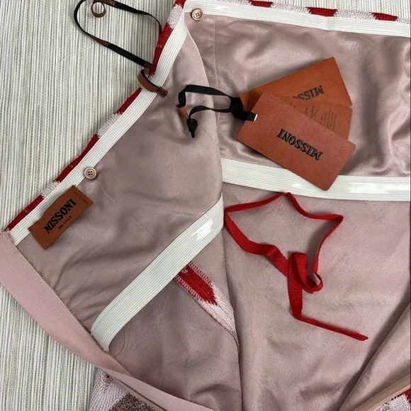 NEW Missoni Chevron Knit Zigzag Sleeveless Mini Dress in White/Red Size 46 - Picture 13 of 16